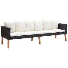 Garden Sofa Black PE rattan