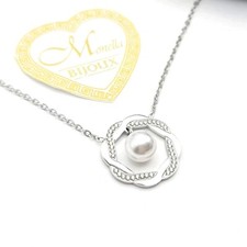 COLLANA ACCIAIO MONELLA BIJOUX CON PERLA E ZIRCONI