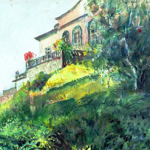 Dipinto villa liguria - dipinto,