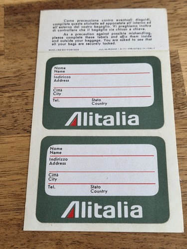 Alitalia vintage 1970s - alitalia,