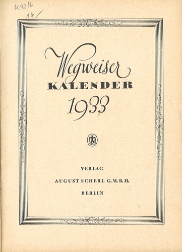 Calendario segnavia 1933