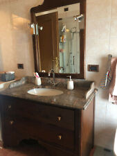 Mobile con specchio per bagno: legno massello e marmo 