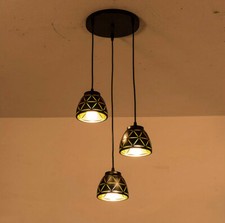 Lampadario 3 coppe nero