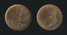 20 LIRE 1976 RAMO DI QUERCIA -