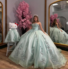 Abito da ballo Quinceanera con perline dolce cuore paillettes applicazioni dolce 16 15