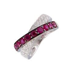 Anello Veretta Donna Rubini e