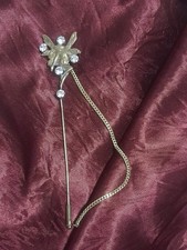 Spillone Cappello Giacca  Vintage Stile Liberty Fata Sinuosa  Ottone Strass 