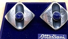 GRANDI ORECCHINI OTTAVIANI ANNI 70 IN ARGENTO 925 BRUNITO CON  LAPIS