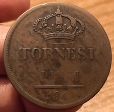 10 Tornesi 1840,Ferdinando II,Var. Senza Rigatura Corona,Molto Rara R2,Rif.6027