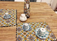 Tovagliette americane in cotone e porta bicchieri set completo