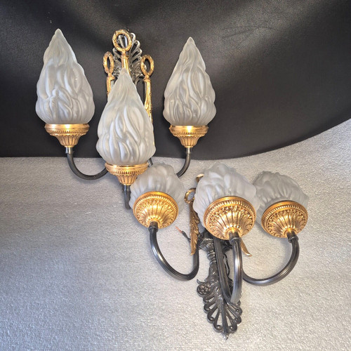 Paire d appliques en - ,