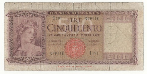 500 lire italia ornata - lire, di
