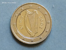 Moneta 2 Euro Eire Irlanda Arpa Celtica 2002 con difetto di centratura