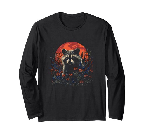 Raccoon floreale tramonto - raccoon,