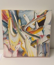 Pierluigi De Lutti Olio tela spessa gestuale materica informale autenticata 30X3