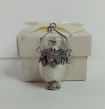 ANTICO CIONDOLO IN ARGENTO 800 PORTAPROFUMO CON DECORI ESEGUITI A MANO