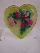 ALFA Vassoio Piatto VETRO CUORE Rose Rosso Giallo Centrotavola NUOVO Vintage 30