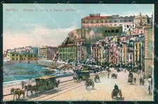 Napoli Città Strada Santa Lucia Tramway Castel dell Ovo cartolina MX4731