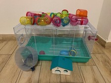 gabbia per criceto1 - Gabbia per criceti, con scaletta, abbeveratoio, ruota e ca