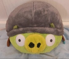 Peluche pupazzo uccello Angry Birds verde Corporal pig elmetto 25 x 22 cm