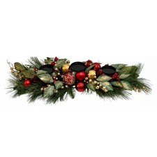 Centrotavola natalizio ROSSO con 3 portacandele di natale 75x22x13 cm 1G9B