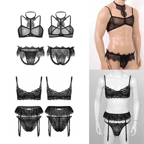 Set lingerie uomo pizzo sissy - set,
