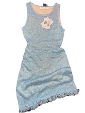 Asta Resort Natalia Mini Abito Baia Blu Paillettes Nuovo con etichette