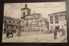 1912 Benevento - piazza Orsini e fontana con la statua di Benedetto XIII