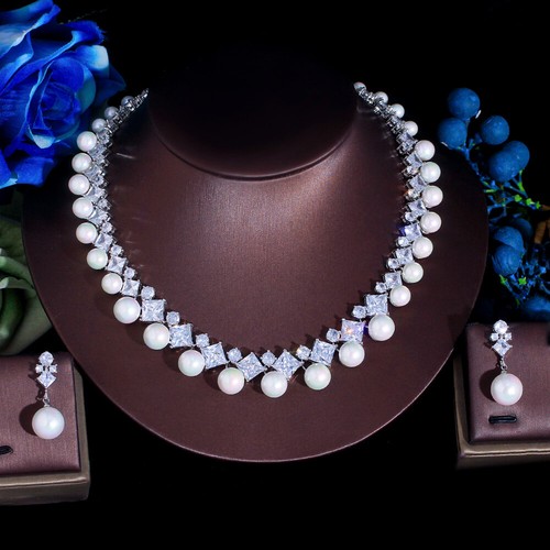 Collana orecchini goccia perle