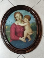 madonna con bambino  dipinto a mano  ad olio su tela   epoca  800 vintage