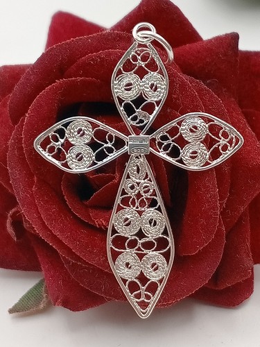 Ciondolo vintage croce argento