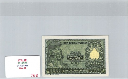 Banconota italia lire - italia, 50