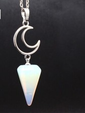 Collana piramide esagonale con GARANZIA vera pietra di luna argento 925 NUOVA