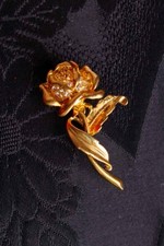 Vintage Spilla Spilletta Rosa Oro Strass Anni '80 '90 Gioielli Costume