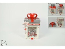 BARATTOLO CERAMICA CON VETRINETTA SCENARIO MERRY CHRISTMAS 13X12XH.18CM. NATALE.