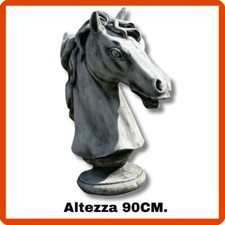 Statua da giardino per esterno interno scultura testa cavallo cemento pietra H90