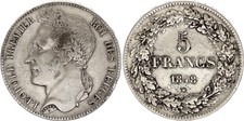 5 Francs,  Leopold  I  - 1848