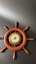 Timone Nautico in Legno con Barometro – Stile Marinaro Vintage