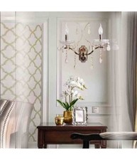 Applique Candelabro 2 Bracci Con Pendenti Gocce Cristallo Retrò Attacco E14 E68-