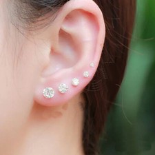 ANALLERGICI ZIRCONE PUNTO LUCE ORECCHINI MISURE 2 3 4 5 6 MM BRILLANTE BIANCO fn