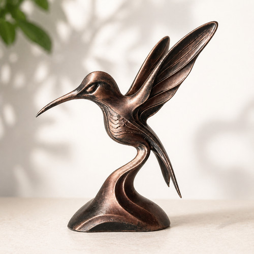 Statue colibri effet bronze - effet,