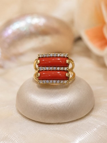 Anello corallo rosso - rosso, naturale