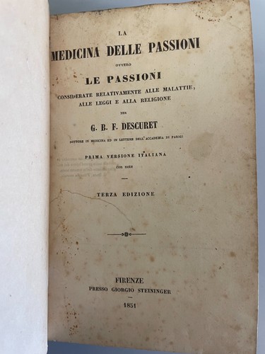 Antico libro 1851 descuret - antico, la