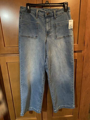 Jeans crop gamba larga