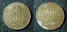 SAN MARINO 10 CENT CENTESIMI 1893 BB+ RAME VECCHIA MONETAZIONE