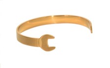 BRACCIALE ACCIAIO A CHIAVE INGLESE COLOR ORO BRACCIALI UNISEX BRACCIALETTO UOMO