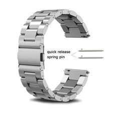 Bracciale Acciaio Inox Argento 18/20/22/24mm Cinturino Orologio Chiusura Bottone