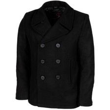 MFH Cappotto Giacca uomo classico marina militare Stati Uniti US Pea Coat Black