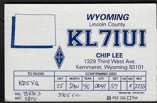 Scheda radio qsl - cb, "kl7iui