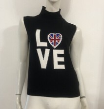 MY TWIN TWIN SET Maglia dolcevita nera smanicata LOVE Tg XL